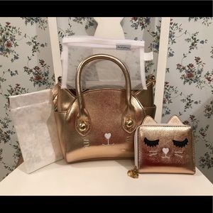 Betsey Johnson Small Cat Satchel & Wallet Set